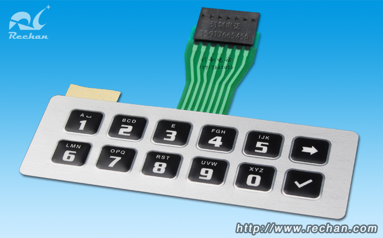 Membrane switch against metal surfaces