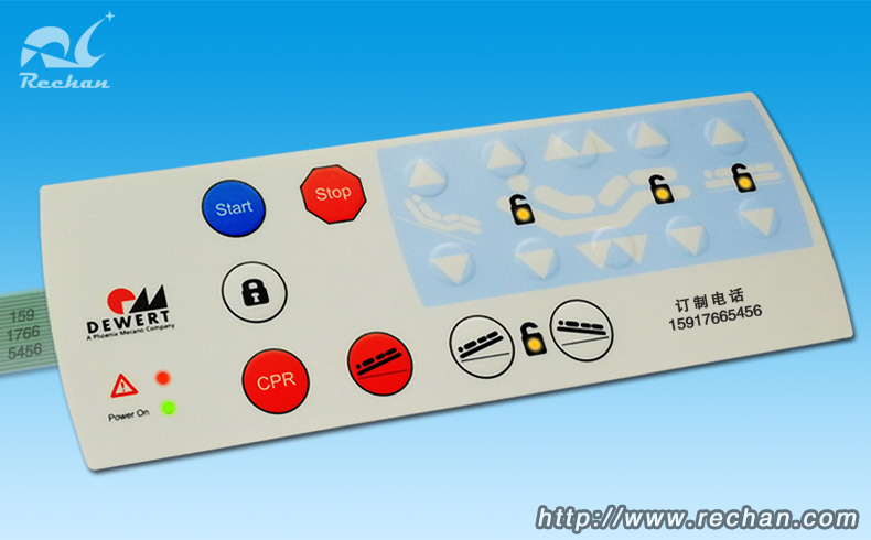 Membrane switches on medical equipment