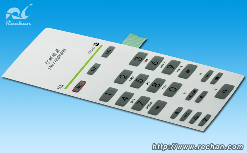 Raised button membrane switch on medical device